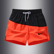橙色运动短裤男款夏季薄款冰丝，速干沙滩裤健身休闲跑步深蹲三分裤