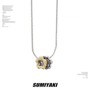sumiyaki原创小花项链金银三色，diy项链颜色可切换素链长款吊坠