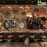 复古3d摩托机车壁纸工，业风背景墙纸个性ktv酒吧，壁画餐厅网咖墙布