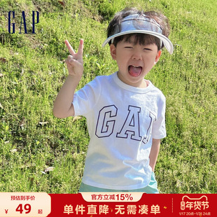 Gap男女童秋季LOGO纯棉运动短袖T恤儿童装休闲合身上衣871976