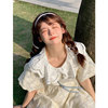 夏季法式可爱甜美白色娃娃，领泡泡袖，连衣裙女小个子宽松显瘦短裙子