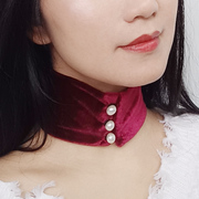 2024流行欧美网红优雅脖子饰品颈带个性多色金丝绒项圈围脖带