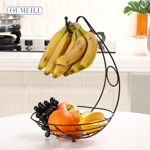 欧式家用铁艺水果篮时尚创意，香蕉收纳篮水果，沥水桌面田园风