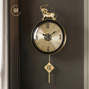 2023现代轻奢黄铜钟表，挂钟家用客厅大气创意，装饰时钟时尚挂表