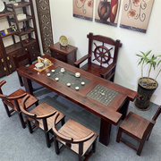 实木茶桌椅组合船木中式功夫茶几办公休闲茶艺桌创意泡茶台一体