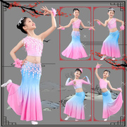 傣族舞蹈演出服儿童女童少儿鱼尾裙孔雀舞演出服装民族表演服幼儿