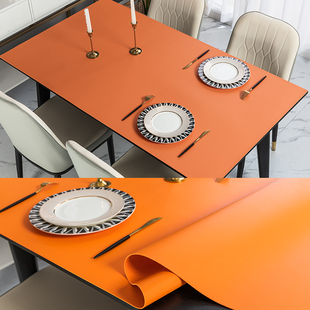 现代轻奢皮革桌布防水防油免洗餐桌，垫纯色简约办公桌垫茶几垫ins