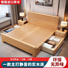 新中式榉木床实木主，卧室1米8双人床，现代简约出租屋工厂单人床