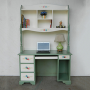 地中海家具美式复古彩绘，书桌柜笔记本电脑写字桌，与书架组合0112