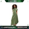香港直邮潮奢asos女士，asym设计高领，下摆中长连衣裙(卡其色)