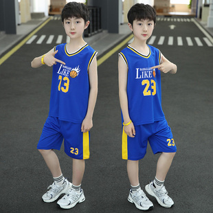 迪卡侬男童篮球服套装夏装2024速干衣中大儿童夏季无袖背心运