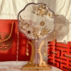 中式手工团扇紫色喜新娘扇秀禾服婚礼结婚出嫁扇子，diy材料包礼物(包礼物)