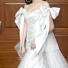 蝴蝶结缎布手纱白色新娘臂纱造型，拍照手套抹胸婚纱礼服手袖配饰