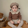 韩版女童秋季时尚洋气套装宝宝针织衫套头毛衣翻领上衣短裤1-4岁