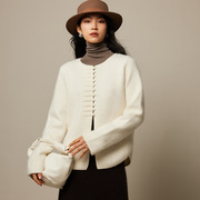 TALI女装新中式针织开衫国风设计小众盘扣羊毛毛衣外套