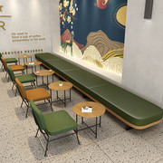 咖啡厅沙发西餐厅清吧茶餐厅靠墙卡座甜品奶茶店休闲桌椅组合实木