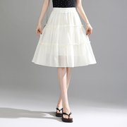 半身裙女短裙夏天薄款白色，半裙蛋糕裙小个子，夏季高腰a字百搭中裙