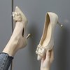 法式高跟鞋女2022年黑色小众设计感细跟婚鞋气质名媛水钻单鞋