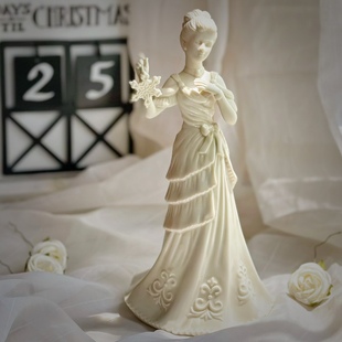 持续瓷生  出口订单白膜美女人偶摆件工艺品浮雕瓷偶