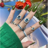 天然瑞士蓝托帕石戒指女款s925纯银炫彩欧泊指环，日常百搭小众饰品