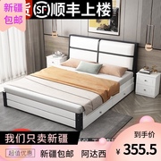 新疆实木床1.5m双人床现代简约1.8米卧室大床简易经济床架1米
