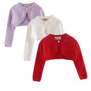 女童小披肩宝宝春夏季薄款针织开衫d外套短款红色，毛衣外搭白色罩