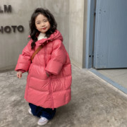 韩国童装男女童中长款羽绒服2021冬装，儿童国标90白鸭绒(白鸭绒)韩版外套潮