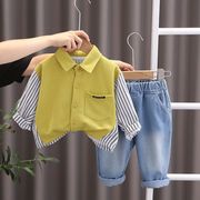 童装男童春装套装2024春秋，1-4岁洋气衬衫两件套宝宝韩版衣服