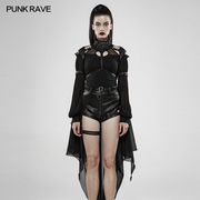 PUNK RAVE 朋克状态女装配饰品 暗夜骑士重金属蝙蝠雪纺飘逸斗篷