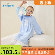 迪士尼女童针织甜美长袖睡裙家居服2023秋季卡通印花可爱裙子