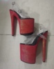 演出钢管舞鞋17cm20厘米模特走秀性感红色绒幻彩时尚高跟凉鞋