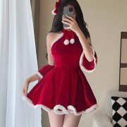 圣诞节服装女制服甜心，红色性感圣诞，连衣裙cos新年丝绒蝴蝶结战袍