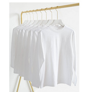 220g重磅纯棉长袖t恤宽松纯色，上衣白色体恤，打底衫内搭厚实女款t