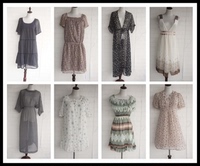 日本製vintage复古着孤品巴洛克森系小清新棉质，雪纺连衣裙