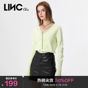 LINCCHIC金羽杰针织衫动感活力V领BM风针织开衫女上衣S221SW006