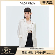 商场同款VIZA VIZA 2023夏季醋酸v领一手长西装外套女士