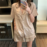 睡衣女夏季冰丝绸短袖薄款豹纹学生可爱家居服网红夏天可外穿套装