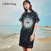 裂帛LIEBOFeng商场同款2024年国潮设计师甜酷链条宽松短袖连衣裙