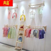 服装店展示架上墙原木色侧挂壁挂衣架童装店衣服陈列货架墙上挂架