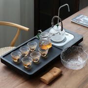 日式茶具套装乌金石一体茶盘自动上水电陶炉煮茶器，玻璃烧茶壶家用