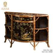 凤凰美居欧式古典卧室花盆，木质饰品收纳柜，复古实木手绘装饰储物柜