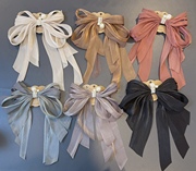 韩国气质珍珠蝴蝶结发夹，高级感超仙长款飘带，弹簧夹发饰头饰女