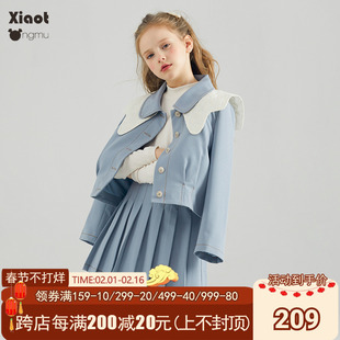 小童木学院风女童春秋套装，2024洋气儿童西装外套裙子两件套