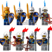 兼容乐高Castle中世纪城堡中古骑士蓝骑士积木拼装人仔玩具