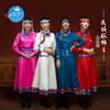 蒙古袍女生活装长款日常服成人蒙古服装白色礼服演出表演舞蹈服女