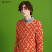 DEPOT3 男装毛衣 国内原创设计品牌 亲肤柔软山羊绒几何图案毛衣