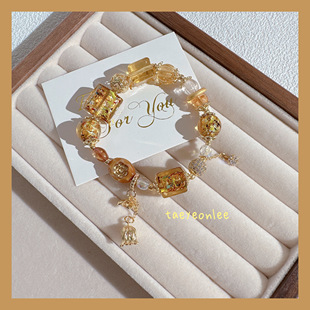 “金玲”原创设计国风，琉璃手链女天然黄水晶，手串复古中式新年礼物