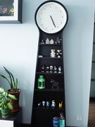 欧式创意落地钟客厅现代实木书架置物多功能机芯钟表黑色大气立钟