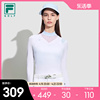 FILA 斐乐女子针织长袖上衣2023夏季小高领高尔夫运动长T