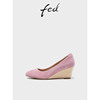 fed坡跟高跟鞋2023年春季女鞋，浅口法式粉色，单鞋r0225-yac030
